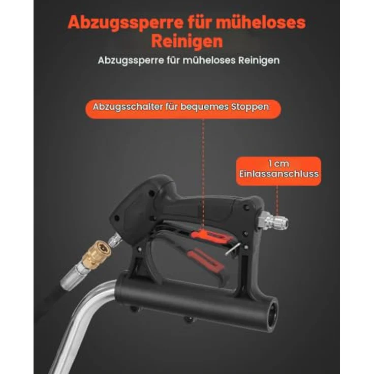 VEVOR Hochdruckreiniger QD-XDP14, 276 bar, 4-Rad-Modell mit 2 Sprühdüsen und Doppelgriff, Edelstahl, für Beton und Terrasse – Bild 3