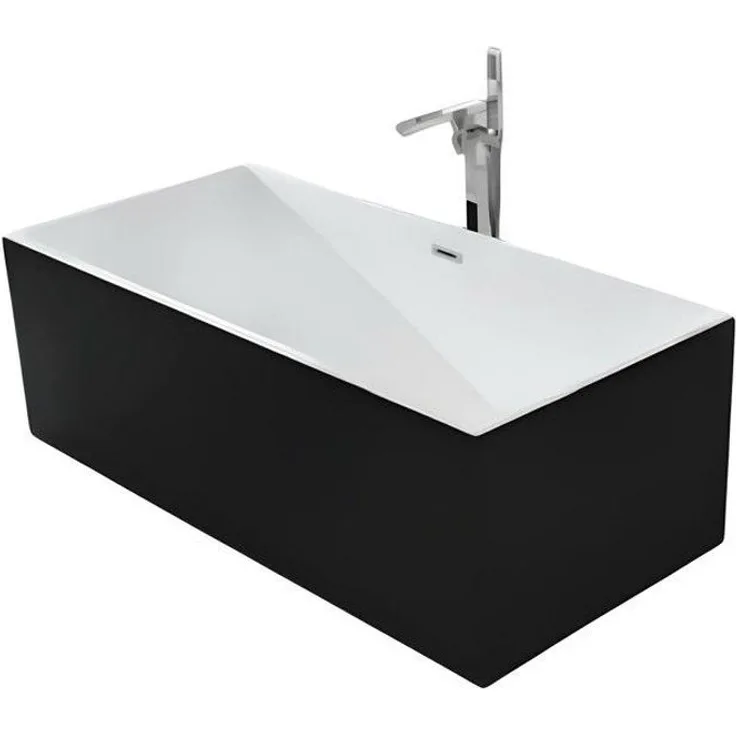 Xlmoebel Badewanne Wellness Badewanne, freistehend in elegantem Schwarz, Acryl, rechteckig, Made in Europa, 170 x 80 x 58 cm