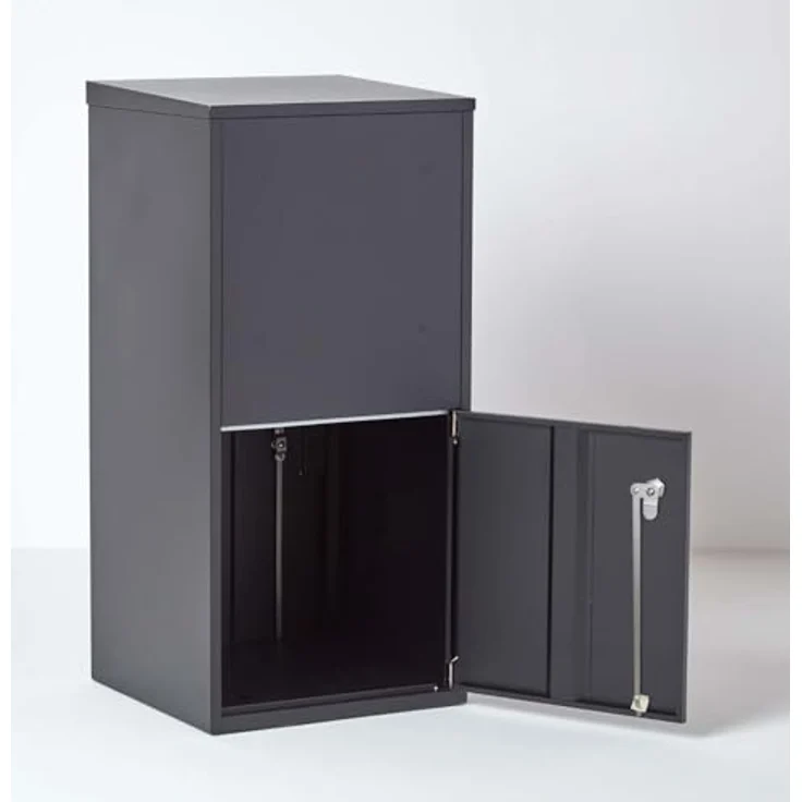 Smart Parcel Box XL Schwarz 49x45x103 cm, Paketbriefkasten zur Wand- oder Bodenmontage, für Zuhause & Unternehmen, mit Entnahme vorne & hinten – Bild 5