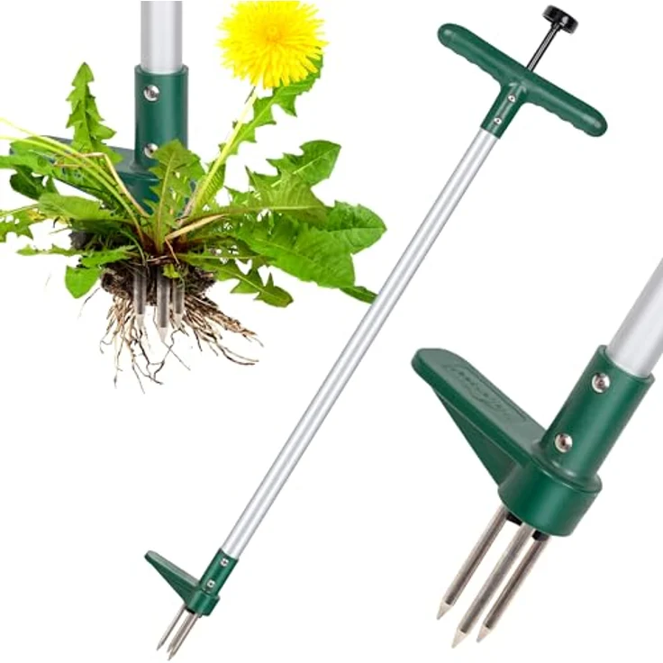 Walensee Unkrautstecher, 100 cm langer Unkrautentferner mit DREI-Kiefer aus gehärtetem Edelstahl, umweltfreundliches Gartenwerkzeug zur einfachen Unkrautentfernung – Bild 1