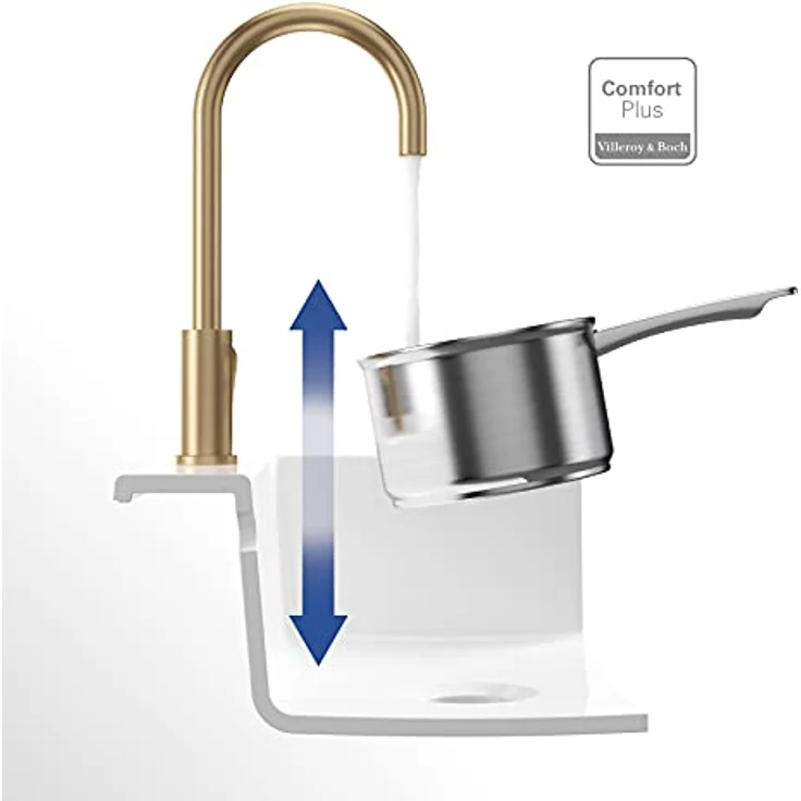 Villeroy & Boch Küchenarmatur 92530003, Edelstahl massiv in Gold, 360° Schwenkbereich, keramische Dichtungen, Durchflussmenge 14,0 l/min – Bild 5
