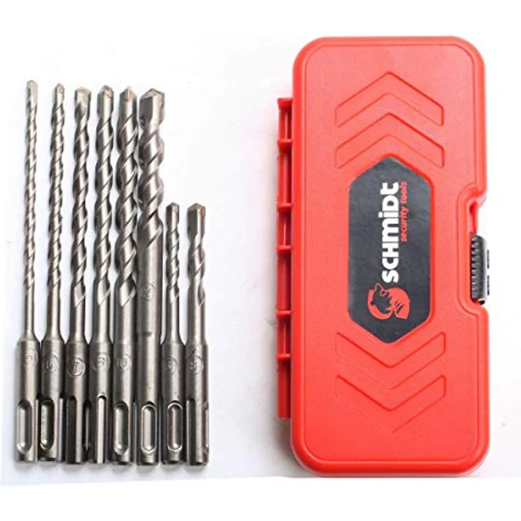 SCHMIDT security tools SDS-Plus Hammerbohrer-Set 8-teilig Ø 5-12 mm, präzise Bohrungen in Mauerwerk, Beton und Stein, inkl. Aufbewahrungsbox – Bild 5