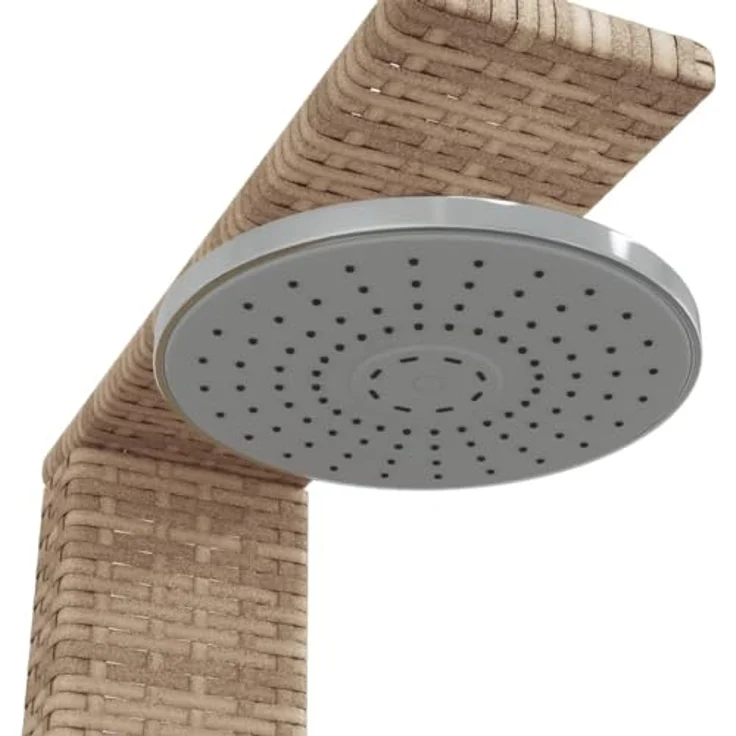 vidaXL Gartendusche aus Beige Poly Rattan und Akazienholz, freistehende Dusche mit drehbarer Brause – Bild 7
