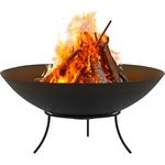 ECD Germany Feuerschale Ø55x24 cm aus Stahl, schwarz, mit 3 Füßen für Garten, Grillabend und Camping, robustes Dreibein-Gestell