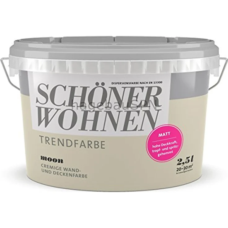 SCHÖNER WOHNEN FARBE Wandfarbe SW Trend Moon 7503, 2,5L - matte, lösemittel- und weichmacherfreie Dispersionsfarbe, hochdeckend und scheuerbeständig – Bild 2