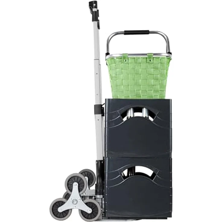 Spetebo Sackkarre Aluminium mit Spanngurt, Treppensteiger 2-stufig verstellbar, Gummiräder, silber/schwarz – Bild 5