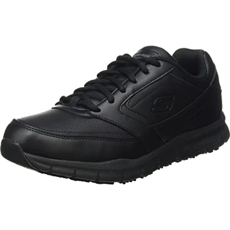 Skechers Nampa 77156EC-BLK, Arbeitsschuh mit rutschhemmender Sohle und gepolsterter Memory Foam-Einlegesohle, schwarz