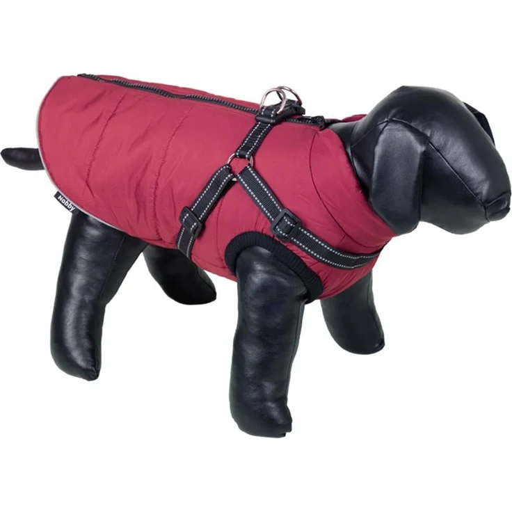 Nobby Hundemantel Salus 2 in 1 bordeaux mit integriertem Geschirr und Reflektorstreifen