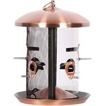 Dehner Natura Wildvogel-Futtersäule Restato, mit 2 Kammern, Ø ca. 24 cm, Höhe ca. 33 cm, Metall/Kunststoff, Kupfer/schwarz