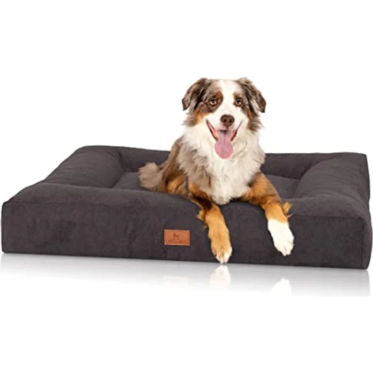 Knuffelwuff orthopädisches Hundebett Sofia M-L 80 x 60cm Schwarz - Hundekissen für große, mittelgroße und kleine Hunde - Waschbar – Bild 1