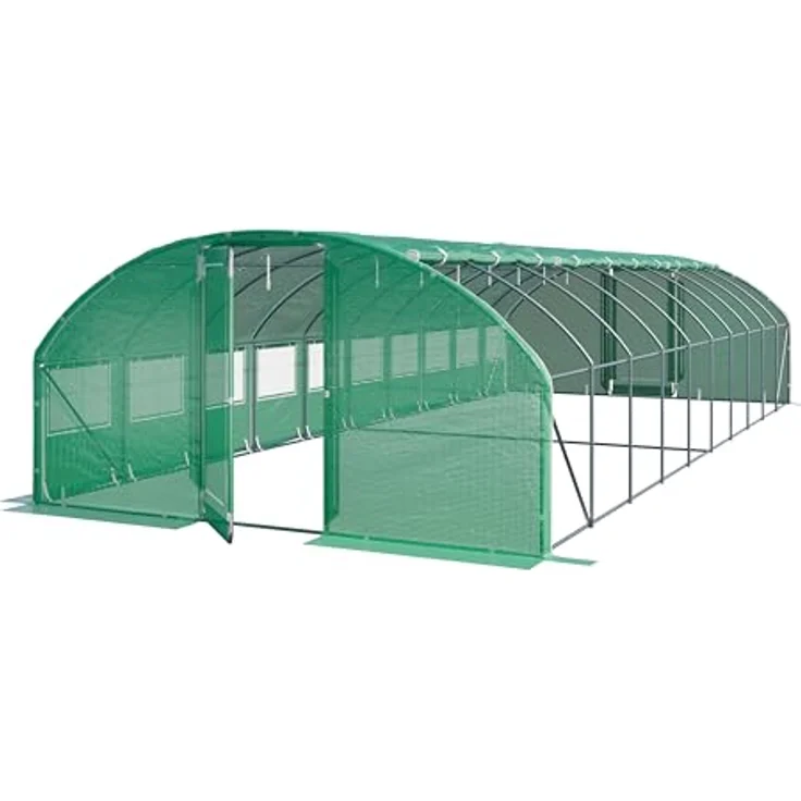 TOOLPORT Premium Foliengewächshaus 4x10m, PE-Plane 180g/m², grün transparent – Bild 1