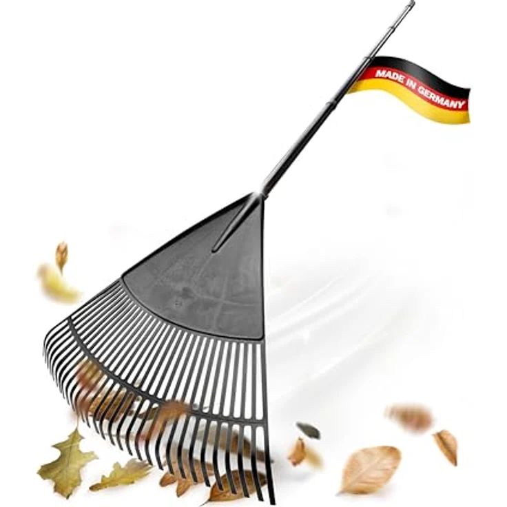 Novatool 2X Laubbesen mit 4tlg Steck- & Schraubstiel, Laubfeger 75cm Arbeitsbreite, Gartengerät Schwarz – Bild 1