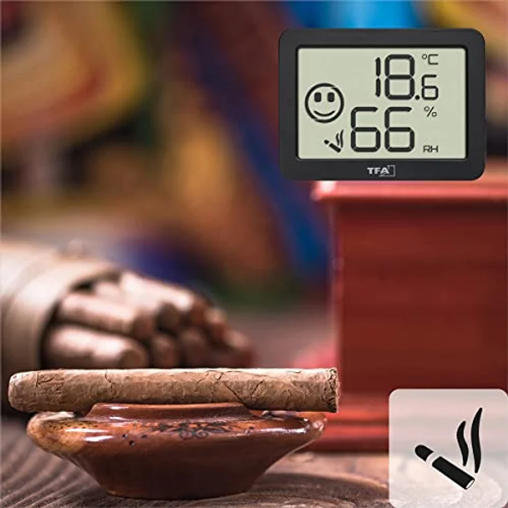 TFA Dostmann Mini Thermo-Hygrometer digital, 30.5055.01, Innentemperatur und Luftfeuchtigkeit, zur Raumklimaüberwachung, schwarz – Bild 3