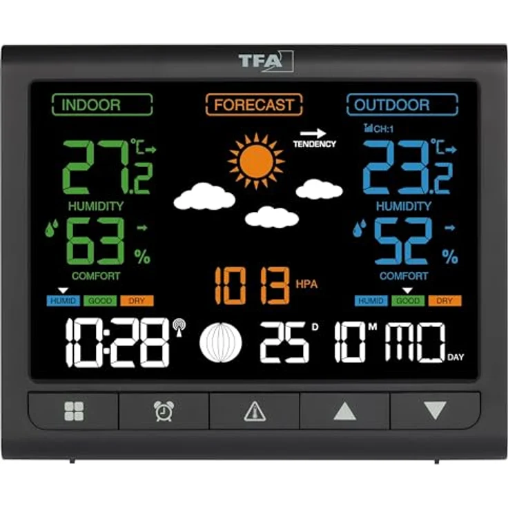 TFA Funkwetterstation, Wetterstation mit Temperatursensor und Hygrometer, Schwarz – Bild 3