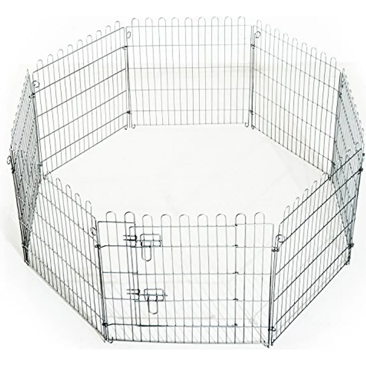 PawHut Freilaufgehege Welpenauslauf Welpenzaun Laufstall Welpengitter für Tiere 8-teilig B63 x H60 cm – Bild 3