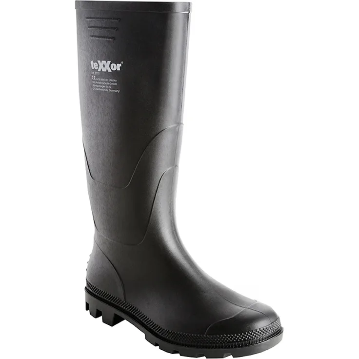 teXXor® PVC-Berufsstiefel, Schwarz, robuster Nässeschutz für Handwerk und Industrie, EN ISO 20347:2012