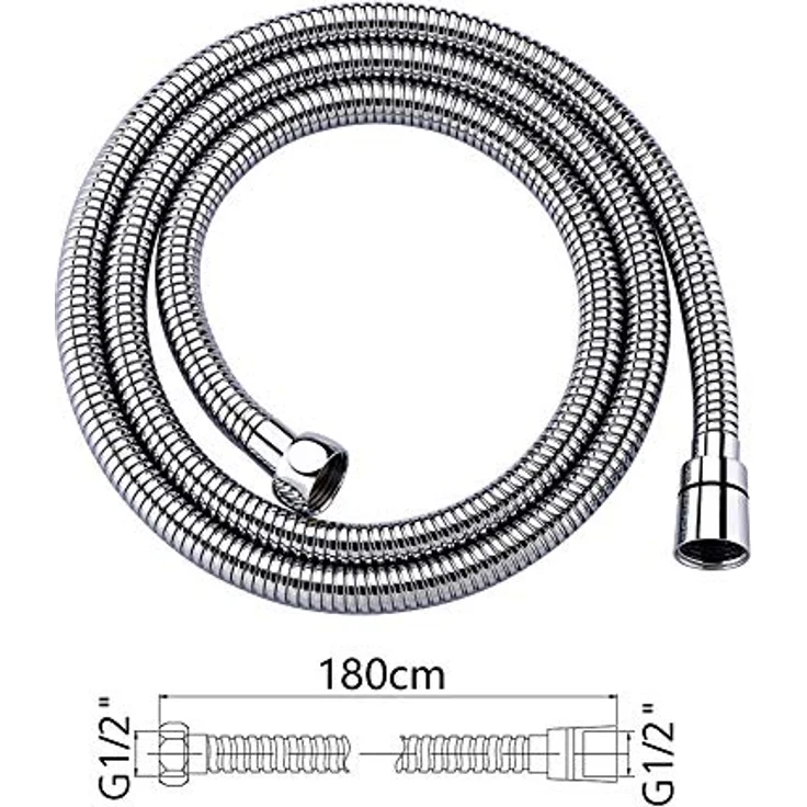 GRIFEMA G851-18 Verdrehschutz Brauseschlauch, 1.8 M, Universal Duschschlauch, Edelstahl, Silber [Exklusiv bei Amazon] – Bild 2