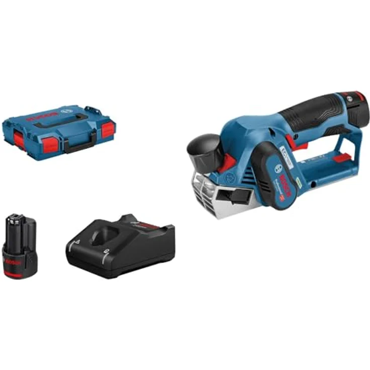 Bosch Professional 12V System Akku Hobel GHO 12V-20 (Hobelbreite max: 56 mm, inkl. 2x3,0 Ah Akku + Ladegerät, 2x Hobelmesser, in L-BOXX 136) – Bild 2