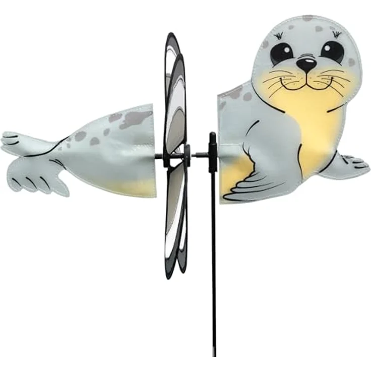 HQ Design Windspiration Spin Critter, UV-beständiges und wetterfestes Windspiel mit Standstab für Garten und Terrasse (Seal) – Bild 1