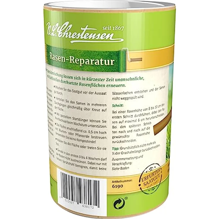 N.L. Chrestensen Rasen-Reparatur Dose, 300g Packung für 12m², schnellkeimende Rasensamen – Bild 3