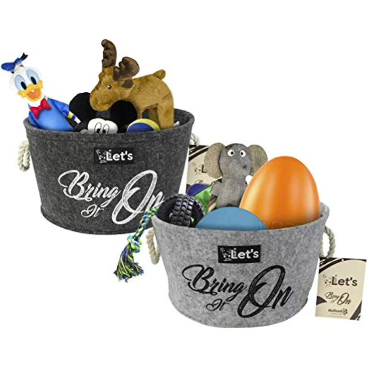 Let's stuff it Dog Basket - Aufbewahrungskorb für Hundespielzeug - Korb - Polyester - Hundespielzeug - Grau - 20cm – Bild 3