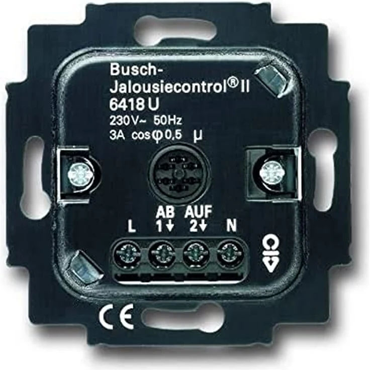Busch-Jaeger 6418 U Jalousie-Basis-Einsatz 2-fach 230 V (2-Draht), Schwarz, für Rollladen- und Jalousieantriebe, einfache Installation, einstellbare Laufzeit bis 3 Minuten