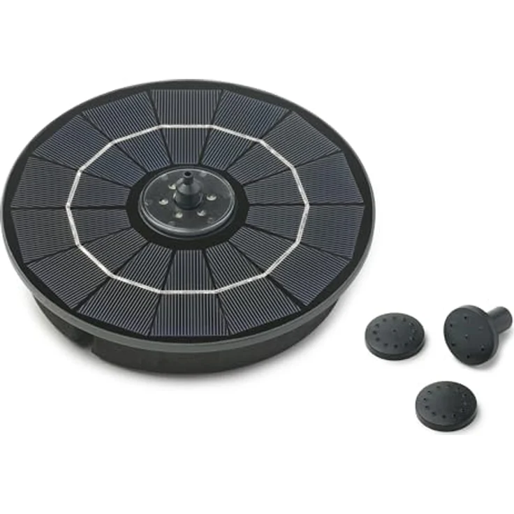Pontec PondoSolar LED Island, Solarwasserspielpumpe mit Akku und LED, flexible Solar-Fontäne für Teich und Kleingarten – Bild 1