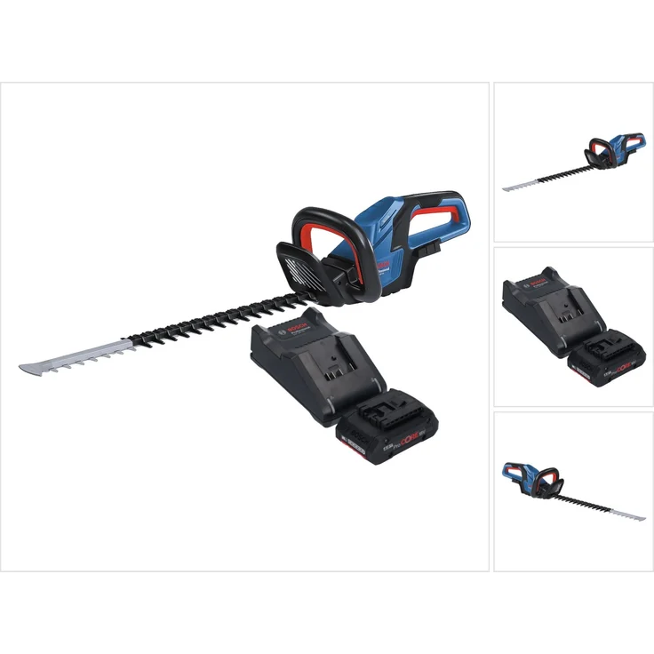 Bosch GHE 18V-60 Professional Akku Heckenschere 18 V 60 cm Brushless + 1x ProCORE Akku 4,0 Ah + Ladegerät, Kraftvolle Heckenschere mit Anti-Blockier-System, leicht und ergonomisch (schwarz)