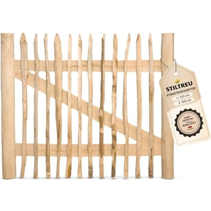 STILTREU Staketenzaun-Tor (genagelte Ausführung), Edelkastanie B120 cm H100 cm