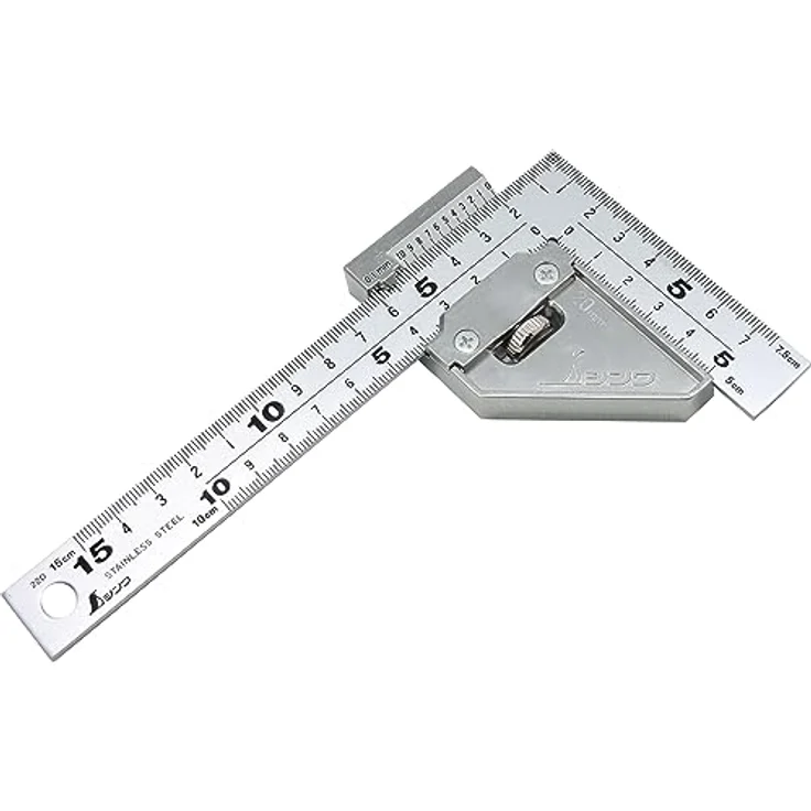 Shinwa 12512 Zimmermannswinkel 15x7,5 by FAMEX (12485), inkl. Metall-Stopper, Tischlerwinkel, Messwinkel - Made in Japan – Bild 3