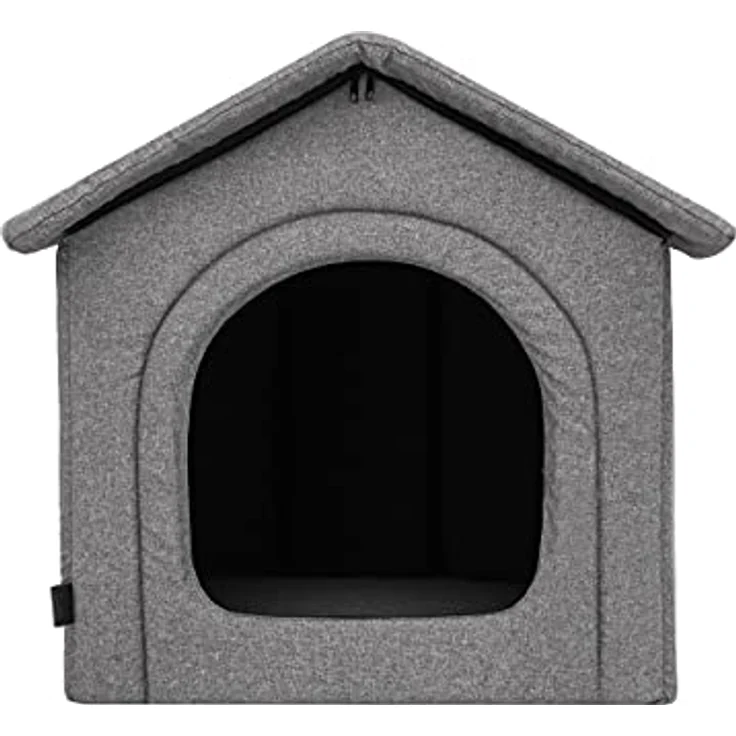 Hundehaus Hundehütte für kleine Hunde - Katzenhaus, Katzenhöhle - mit herausnehmbarem Dach - Tierhaus für Katzen und Hunde für Drinnen / Indoor - Graphit - 38 x 32 x 38 cm [R1 / S] – Bild 2