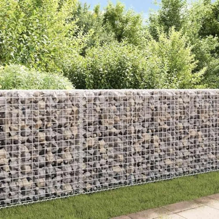 vidaXL Gabionenwand mit Abdeckung Verzinkter Stahl 200×20×85 cm – Bild 3