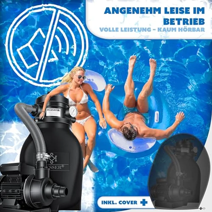 KESSER Sandfilter Sandfilteranlage + 700g Filterbälle ersetzen 25kg Filtersand- Poolfilter 10 m³-h Filteranlage Filterkessel für Pool Schwimmbecken 4-Wege Ventil , einfache Steuerung Schwarz – Bild 7