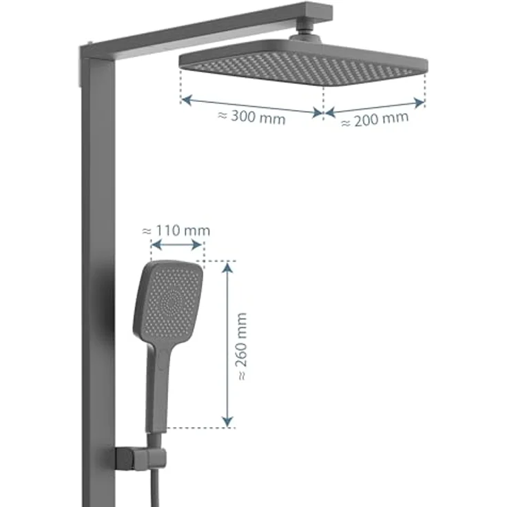 Schütte Duschsystem HAWAII Überkopfbrause-Set, 115 cm, 3 Strahlarten, mit Thermostatarmatur und Glasablage, Komplett-Set inkl. Montagematerial – Bild 6