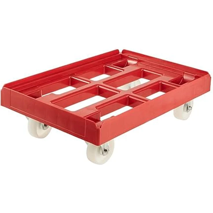 OKT Transportwagen, Transportroller mit 300 kg Tragkraft, 360° Drehbereich, 4 Lenkrollen, rot – Bild 2