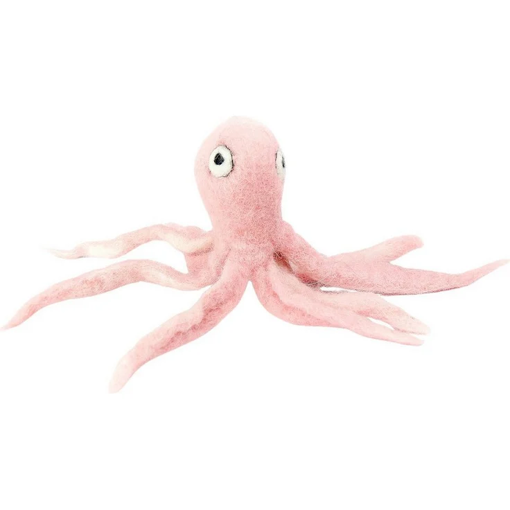 Hunter Tierbedarf Katzenspielzeug Octi Otto, handgefilzter Oktopus aus 100% Wollfilz, pink, 16 cm, schmutz- und krallenresistent, waschbar bei 30 °C
