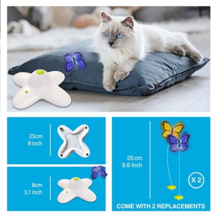AFP Interaktives Katzenspielzeug „Schmetterling“, stressabbauendes Tierspielzeug, 1 Stück (1er Pack) – Bild 4