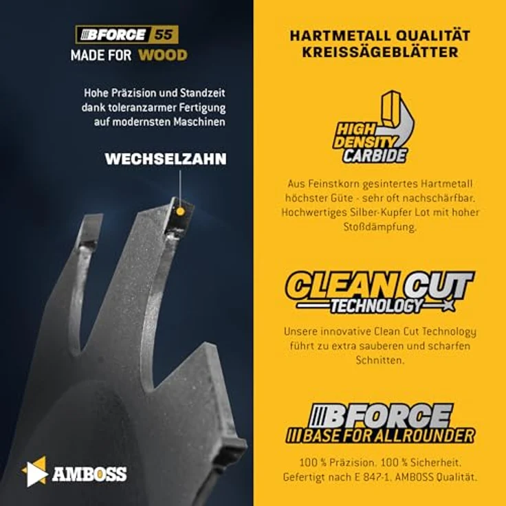 Amboss Werkzeuge HM Kreissägeblatt 170x30 20 Z24 Wechselzahn für Holz, passend zu Bosch GKS 55 ELU, DeWALT DW934 - Clean Cut Technologie, für professionelle Holzbearbeitung, rot – Bild 5