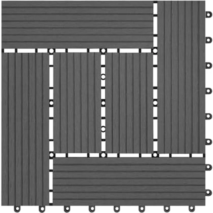 22er-Set WPC Terrassenfliese, Bodenbelag für Terrasse grau – Bild 10