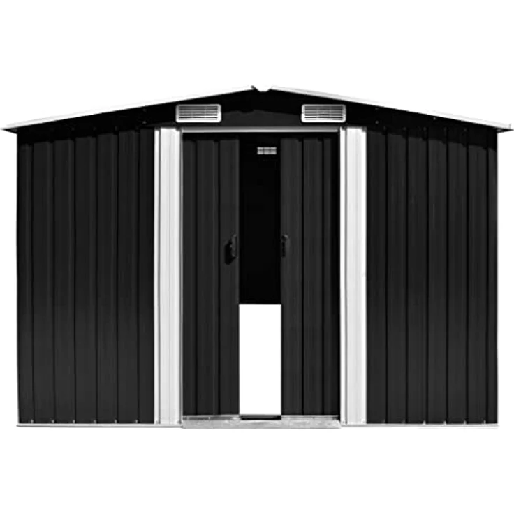 vidaXL Geräteschuppen 257x392x181cm Metall Schuppen Gerätehaus Gartenhaus Gartenschuppen Lagerschuppen Werkzeugschuppen Gartenaufbewahrung – Bild 2