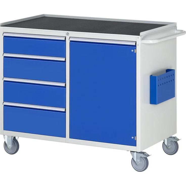 RAU Transportwagen Rau Montagewagen LL5.21.12, mit metallischer Auflage, 4 Schubladen und Flügeltür, BxTxH 1145x650x975mm