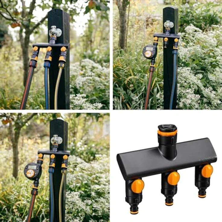 Fiskars 3-Wege-Umschaltventil, Anschluss für Ø 21 mm (G 1/2"), Ø 26,5 mm (G 3/4"), Ø 33,3 mm (G 1"), individuell steuerbare Wasserflüsse – Bild 2