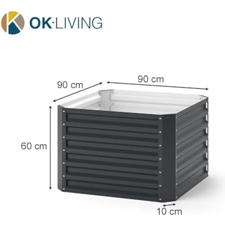 ok-living Hochbeet Anthrazit 90 x 90 cm – Bild 3