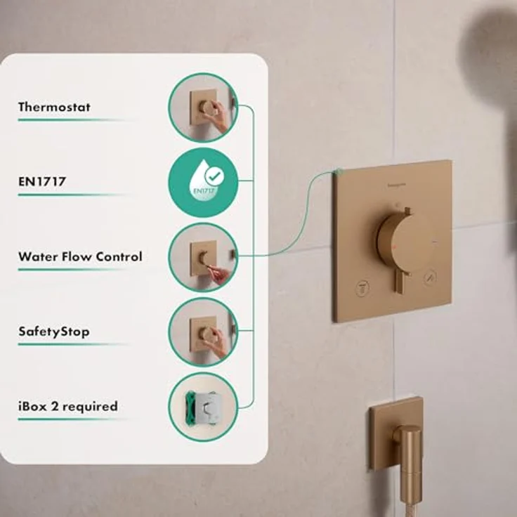 hansgrohe Ecostat Comfort E - Duschthermostat Unterputz mit SafetyStop bei 40°C, für 2 Verbraucher, Brushed Bronze, 33716140 – Bild 2