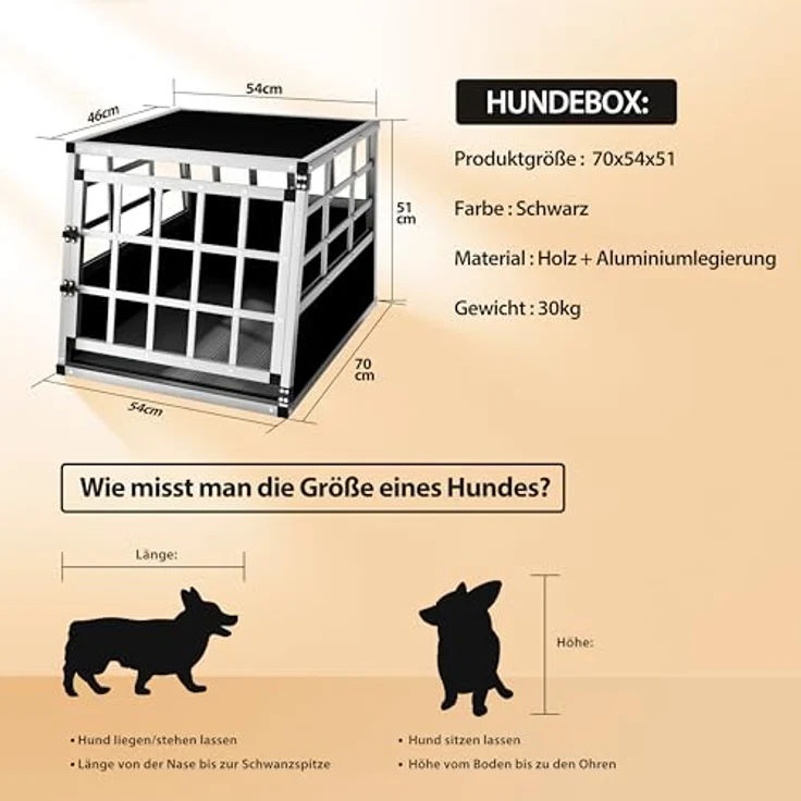 Cadoca Tiertransportbox, Aluminium Kofferraum verschließbar trapezförmig M 70x54x51cm, stabil, gut belüftet, wasser- und witterungsbeständig, schwarz-silber – Bild 4