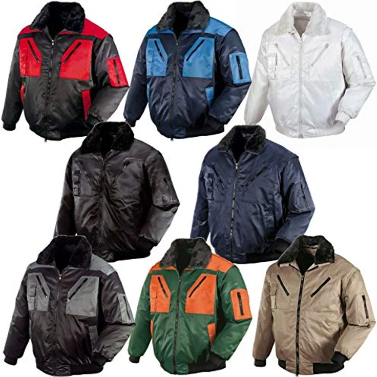 TRIZERATOP Pilotenjacke OSLO teXXor 4180, 4-in-1 Arbeitsjacke in schwarz/rot, Gr. 4XL mit herausnehmbarer Faserpelz-Weste und abnehmbaren Ärmeln – Bild 1