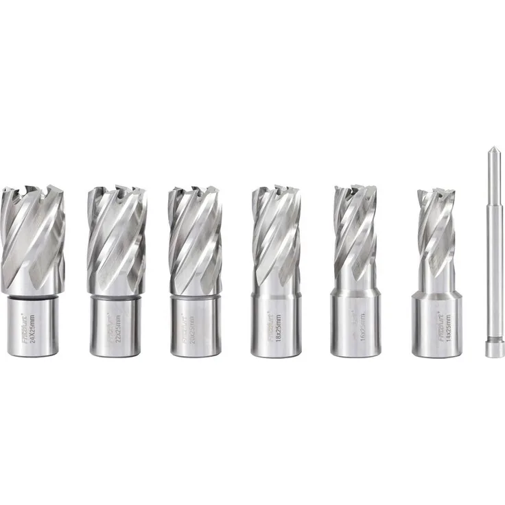 FRITZFURT 3121-1017 Kernlochbohrer-Set 7-teilig, zähhart, Durchmesser 14 mm bis 24 mm