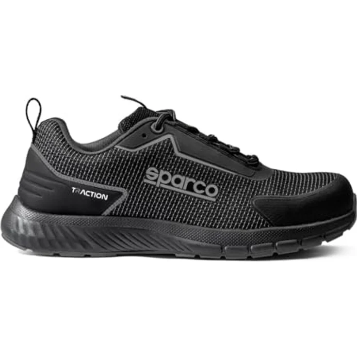 Sparco Traction Fuji S1PS Sicherheitsschuhe, Unisex Feuerwehr- und Sicherheitsschuhe, Schwarz, Größe 46 EU, rutschhemmende Gummisohle, atmungsaktives Gewebe, ultraleichte Durchtritthemmung – Bild 2