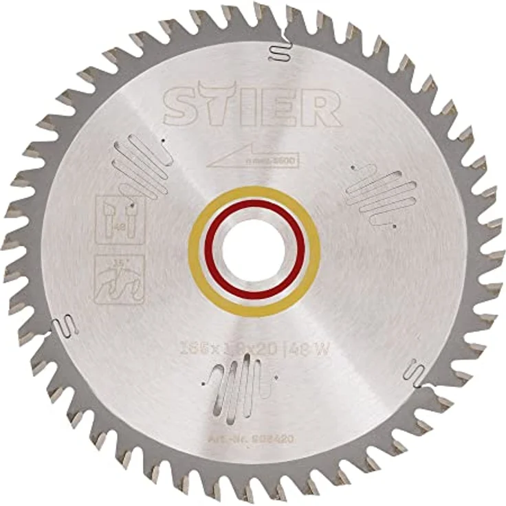 STIER Kreissägeblatt Holz 165 x 1,9 x 20 mm, 48W, 15° Spanwinkel für präzise Schnitte – Bild 1