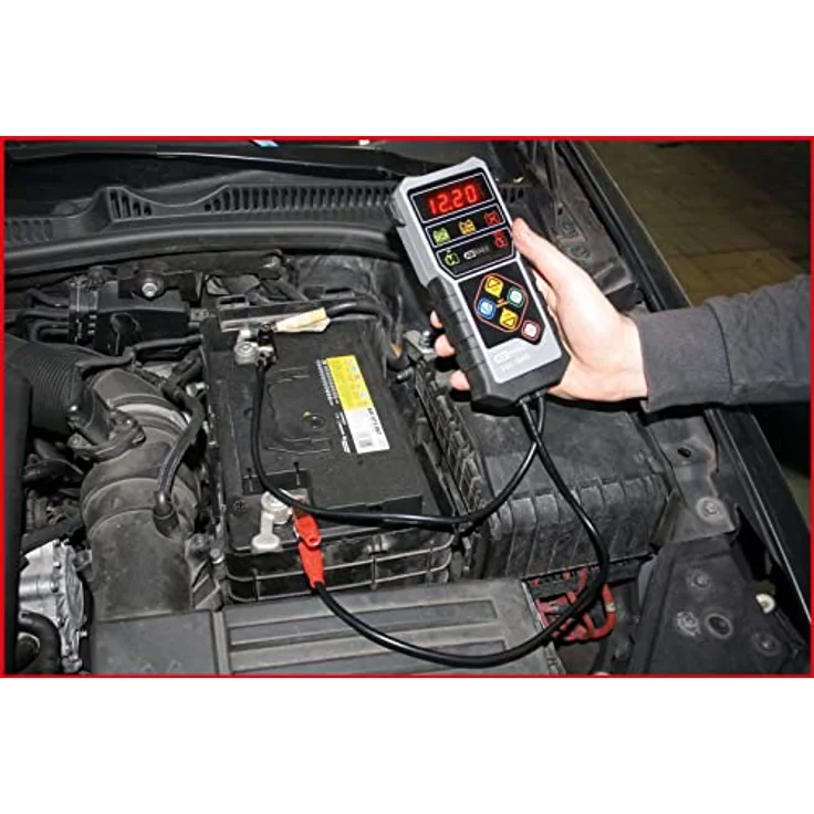 KS TOOLS 12V Digital-Batterietester 550.1645, LCD-Display, Temperaturkompensation, Krokodilpolklemmen, für Bleisäure- und Gelbatterien – Bild 5